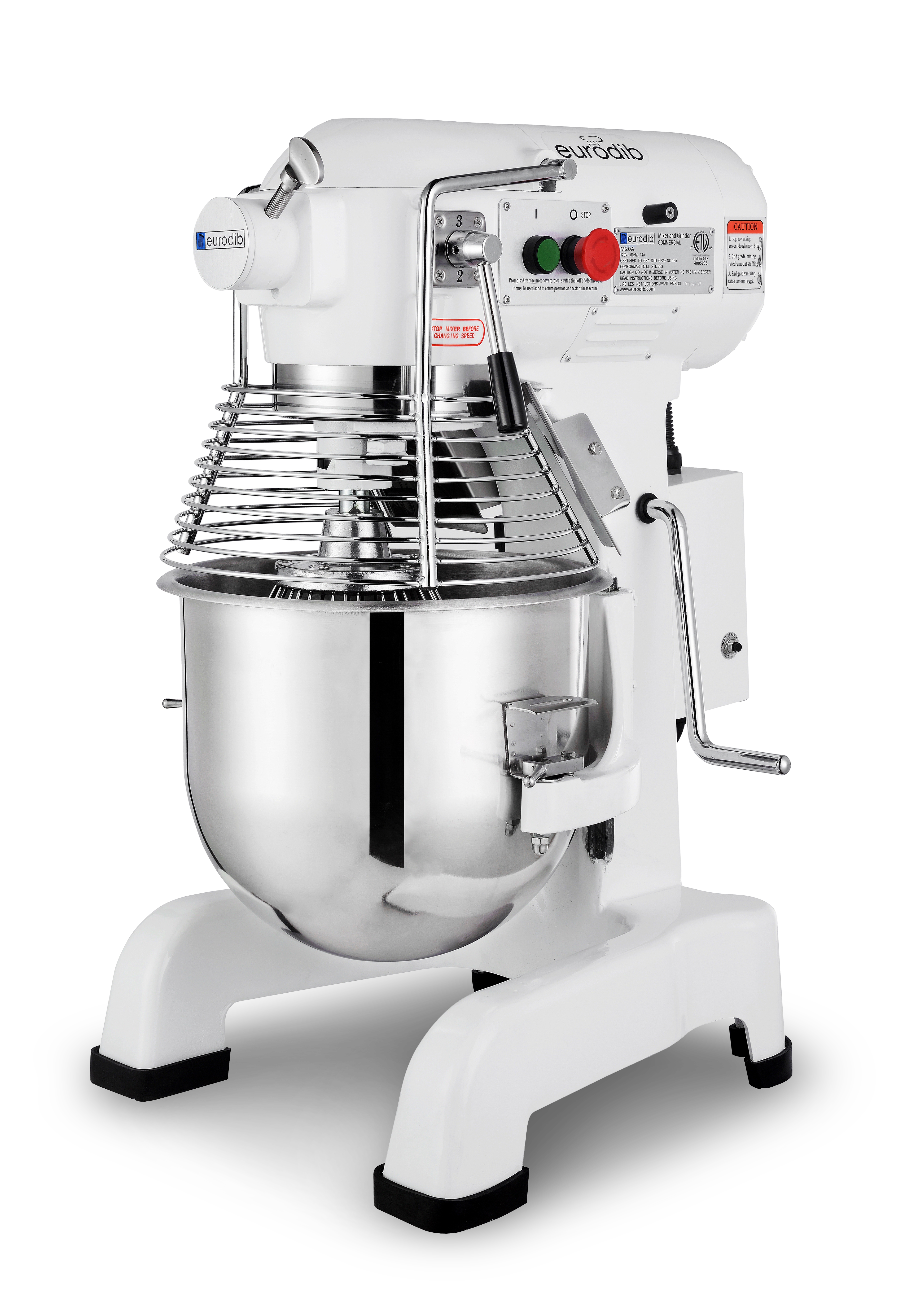 Eurodib M20B - Planetary Mixer, 20 quart, with #12 hub meat grinder, 3 speeds, gear driven