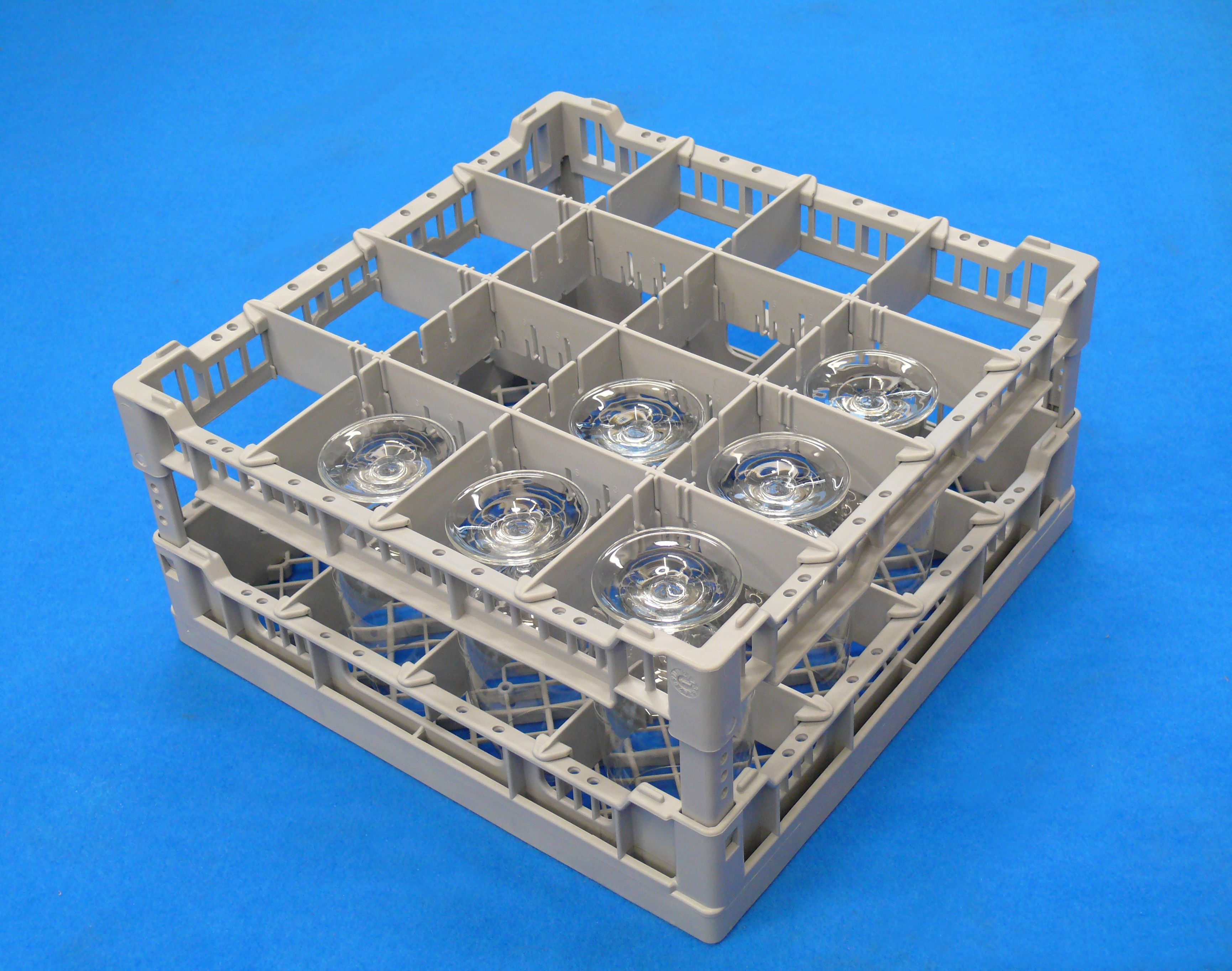 Glass Rack with Compartments (16 Glasses)