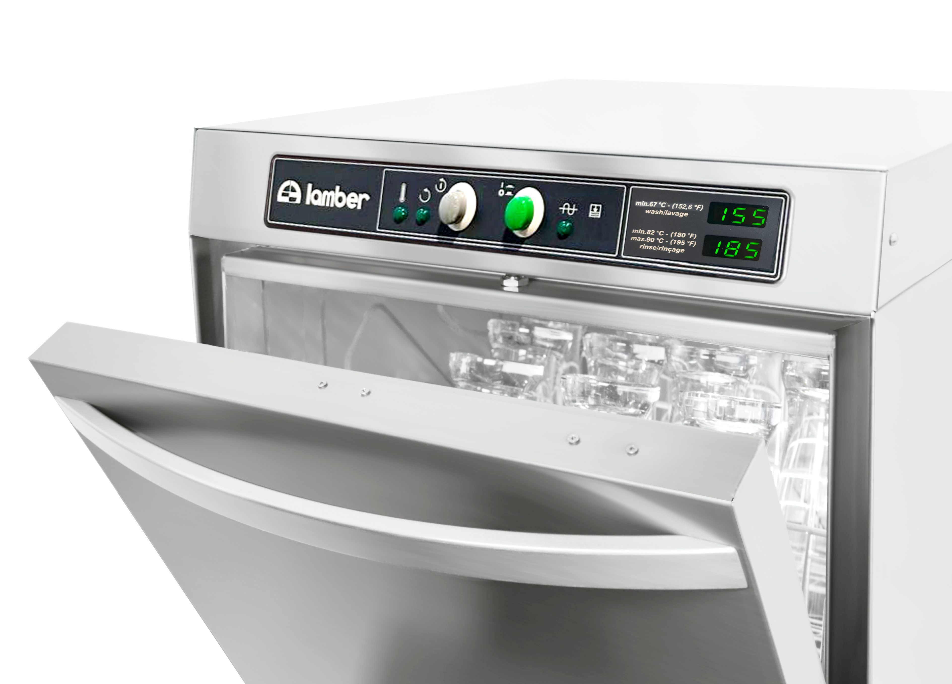 ECONOMY GLASSWASHER SINGLE WALL 220V WITH DRAIN PUMP 16 X 16 BASKETS - Image 4